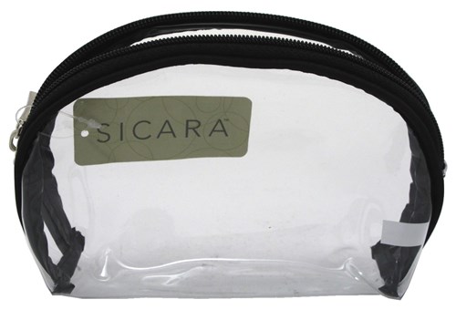 Sicara Clear Cosmetic Bag Oval Purse (4.75X6X2) (10688)<br><br><span style="color:#FF0101"><b>12 or More=Unit Price $2.86</b></span style><br>Case Pack Info: 72 Units