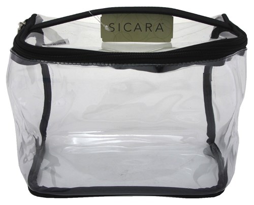 Sicara Clear Cosmetic Bag Train Case (6.5X8.5X5) (10690)<br><br><span style="color:#FF0101"><b>12 or More=Unit Price $6.52</b></span style><br>Case Pack Info: 12 Units