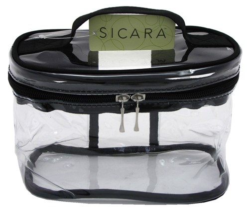 Sicara Clear Cosmetic Bag Oval Train Case (5.5X7.5X4) (10691)<br><br><span style="color:#FF0101"><b>12 or More=Unit Price $4.90</b></span style><br>Case Pack Info: 24 Units