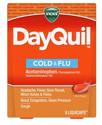 Vicks Dayquil Cold & Flu Liquicaps 8 Count (10707)<br><br><br>Case Pack Info: 24 Units