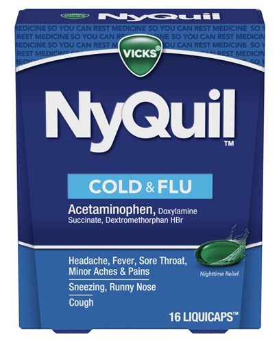 Vicks Nyquil Cold & Flu Liquicaps 16 Count (10730)<br><br><br>Case Pack Info: 24 Units