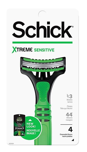 Schick Mens Xtreme3 Razor Sensitive Disposable 4 Count (10864)<br><br><br>Case Pack Info: 12 Units