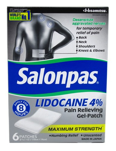 Salonpas Lidocaine 4% Pain Relieving Gel-Patch 6 Count (10884)<br><br><br>Case Pack Info: 36 Units