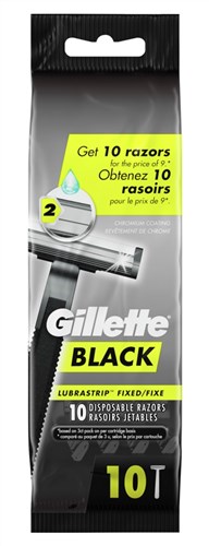 Gillette Mens Black Razor Disposable 10 Count (10949)<br><br><br>Case Pack Info: 16 Units