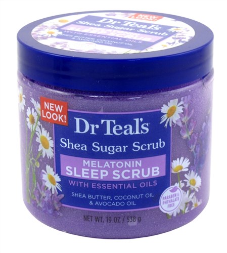Dr Teals Shea Sugar Scrub Melatonin 19oz Jar (11012)<br><br><br>Case Pack Info: 12 Units