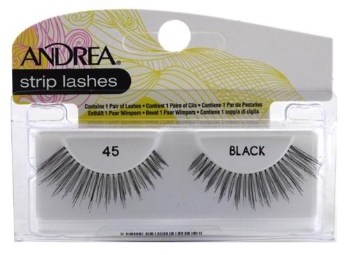 Andrea Lashes Strip Style 45 Black (11210)<br><br><span style="color:#FF0101"><b>12 or More=Unit Price $2.21</b></span style><br>Case Pack Info: 72 Units
