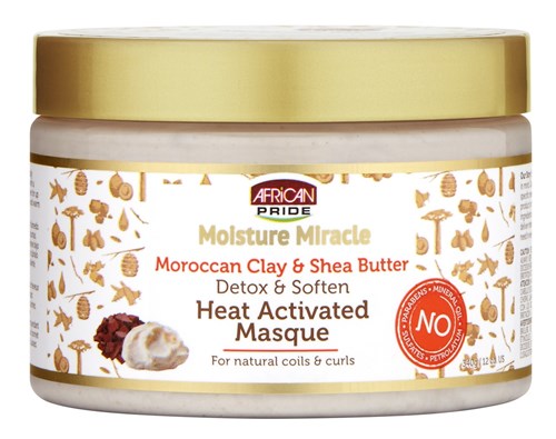 African Pride Heat Activated Masque Moroccan Clay/Shea 12oz (11524)<br><br><br>Case Pack Info: 6 Units