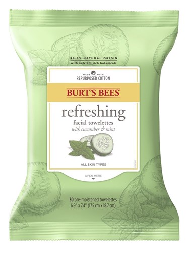 Burts Bees Towelettes Refresh Cucumber & Mint 30 Count (3 Pieces) (11682)<br><br><br>Case Pack Info: 4 Units