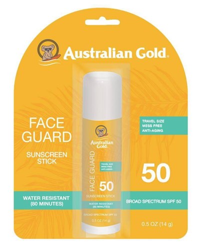 Australian Gold Spf#50 Face Guard Stick 0.5oz (12185)<br><br><span style="color:#FF0101"><b>12 or More=Unit Price $5.41</b></span style><br>Case Pack Info: 144 Units