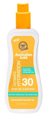 Australian Gold Spf#30 Spray Gel Ultimate Hydration 8oz (12196)<br><br><span style="color:#FF0101"><b>12 or More=Unit Price $8.48</b></span style><br>Case Pack Info: 6 Units