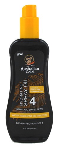 Australian Gold Spf#04 Spray Oil 8oz (Carrot Oil Formula) (12270)<br><br><span style="color:#FF0101"><b>12 or More=Unit Price $7.94</b></span style><br>Case Pack Info: 6 Units
