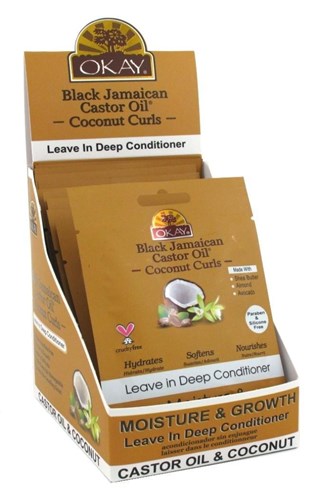 Okay Leave-In Deep Cond Pks Castor Oil + Coconut (12 Pieces) (12378)<br><br><br>Case Pack Info: 6 Units