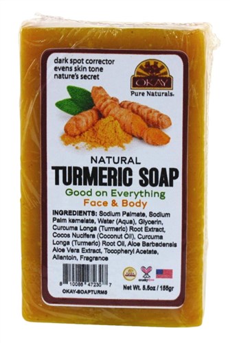 Okay Natural Turmeric Soap Bar Face & Body 5.5oz (12395)<br><br><br>Case Pack Info: 36 Units