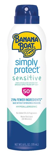 Banana Boat Spf#50+ Simply Protect Sensitive 6oz Spray (13052)<br><br><span style="color:#FF0101"><b>12 or More=Unit Price $9.47</b></span style><br>Case Pack Info: 12 Units
