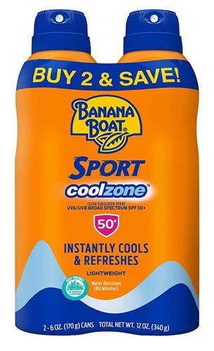 Banana Boat Spf#50+ Sport Coolzone Spray Twin Pack 6oz (13246)<br><br><span style="color:#FF0101"><b>12 or More=Unit Price $15.01</b></span style><br>Case Pack Info: 6 Units