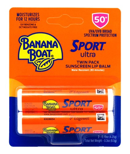Banana Boat Spf#50+ Sport Ultra Lip Balm Twin Pk 0.15oz (13247)<br><br><span style="color:#FF0101"><b>12 or More=Unit Price $4.54</b></span style><br>Case Pack Info: 10 Units