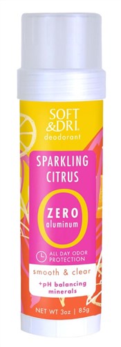 Soft & Dri Deodorant Sparkling Citrus Zero Aluminum 3oz (13420)<br><br><br>Case Pack Info: 12 Units