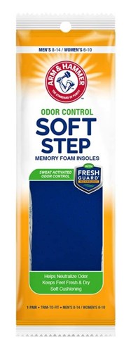 Arm & Hammer Soft Step Memory Foam Insoles (M 8-14/W 6-10) (13487)<br><br><br>Case Pack Info: 24 Units