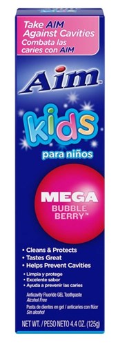 Aim Kids Toothpaste Mega Bubble Berry 4.4oz (13678)<br><br><br>Case Pack Info: 24 Units