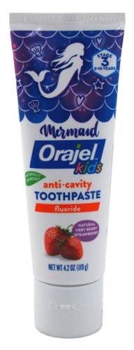 Orajel Kids Toothpaste Mermaid Very Berry Strawberry 4.2oz (13680)<br><br><br>Case Pack Info: 24 Units