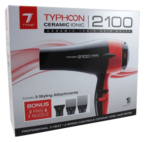 Tyche Typhoon 2100 Dryer Ceramic Ionic Red/Black (14391)<br><br><br>Case Pack Info: 12 Units