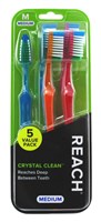 Reach Toothbrush Crystal Clean Medium 5 Count (6 Pieces) Asst Clrs