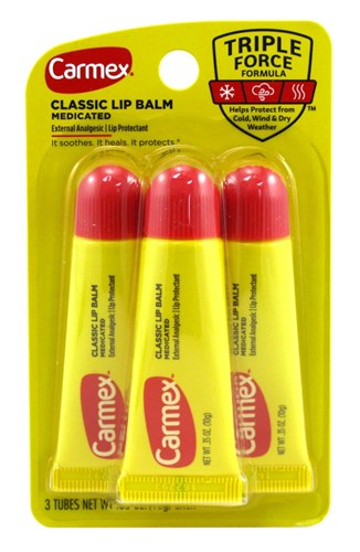Carmex Lip Balm Tube Classic Medicated 0.35oz 3 Count (15678)<br><br><br>Case Pack Info: 72 Units