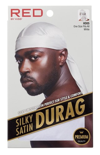 Kiss Red Durag Silky Satin White Extra Long Tails (12 Pieces) (15981)<br><br><br>Case Pack Info: 6 Units