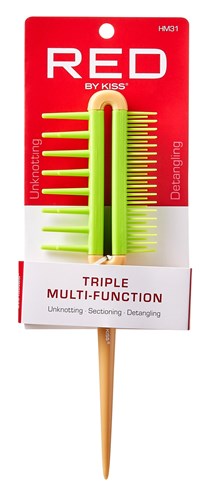 Kiss Red Pro Comb Triple Multi -Function (15994)<br><br><br>Case Pack Info: 60 Units