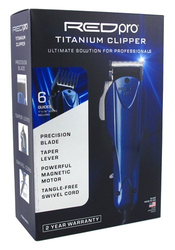 Kiss Red Pro Titanium Clipper (6 Guides Included) (16004)<br><br><span style="color:#FF0101"><b>3 or More=Unit Price $46.16</b></span style><br>Case Pack Info: 12 Units