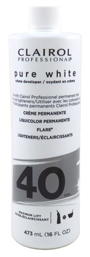 Clairol Pure White 40 Creme Developer Maximum Lift 16oz (16560)<br><br><span style="color:#FF0101"><b>12 or More=Unit Price $2.18</b></span style><br>Case Pack Info: 12 Units