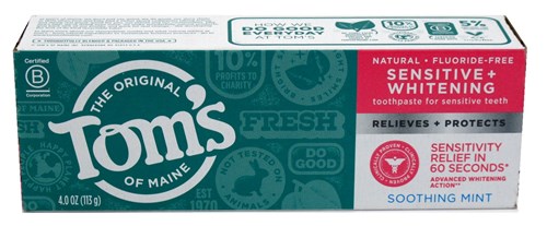 Toms Nat Toothpaste Sensitive + Whitening Soothing Mint 4oz (16623)<br><br><br>Case Pack Info: 24 Units