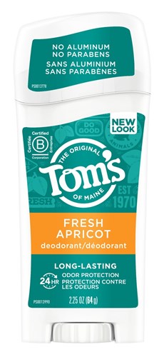 Toms Nat Deodorant Stick Long- Lasting Fresh Apricot 2.25oz (16632)<br><br><br>Case Pack Info: 12 Units