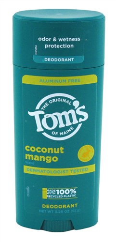 Toms Deodorant Stick Coconut Mango Aluminum-Free 3.25oz (16652)<br><br><br>Case Pack Info: 12 Units