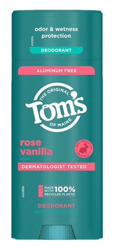 Toms Deodorant Stick Rose Vanilla Aluminum-Free 3.25oz (16654)<br><br><br>Case Pack Info: 12 Units