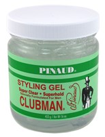 Clubman Style Gel Mens Super Clear Super Hold 16oz Jar (17085)<br><br><span style="color:#FF0101"><b>12 or More=Unit Price $4.64</b></span style><br>Case Pack Info: 12 Units