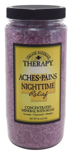 Village Nat. Aches+Pains Night Mineral Bath Soak 20oz (17500)<br><span style="color:#FF0101">(ON SPECIAL 7% OFF)</span style><br><span style="color:#FF0101"><b>12 or More=Special Unit Price $5.66</b></span style><br>Case Pack Info: 4 Units