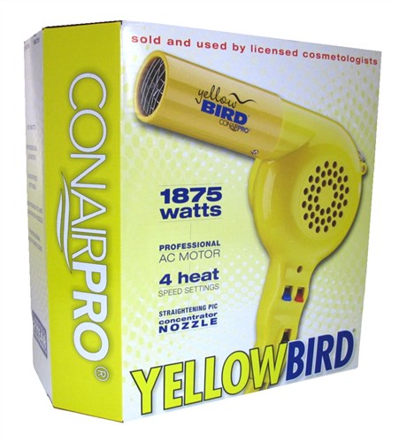 Conair Dryer 1875 Watt Yellowbird (17611)<br><br><span style="color:#FF0101"><b>3 or More=Unit Price $44.14</b></span style><br>Case Pack Info: 6 Units