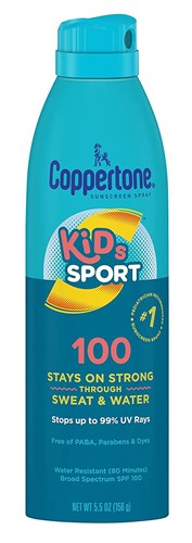 Coppertone Spf#100 Kids Sport Spray 5.5oz (18241)<br><br><span style="color:#FF0101"><b>6 or More=Unit Price $10.23</b></span style><br>Case Pack Info: 12 Units