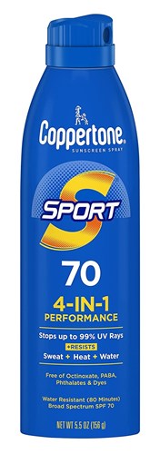 Coppertone Spf#70 Sport 4-In-1 Performance Spray 5.5oz (18401)<br><br><span style="color:#FF0101"><b>6 or More=Unit Price $10.23</b></span style><br>Case Pack Info: 12 Units