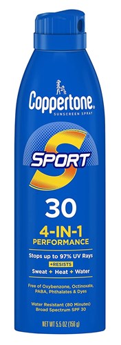 Coppertone Spf#30 Sport 4-In-1 Performance Spray 5.5oz (18403)<br><br><span style="color:#FF0101"><b>6 or More=Unit Price $9.08</b></span style><br>Case Pack Info: 12 Units