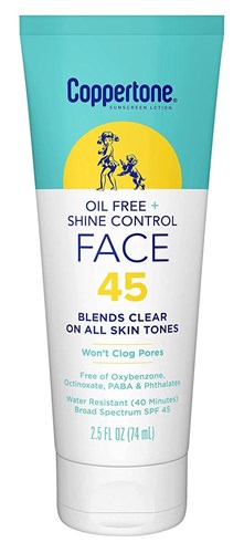 Coppertone Spf#45 Face Oil- Free Lotion Tube 2.5oz (18412)<br><br><span style="color:#FF0101"><b>6 or More=Unit Price $8.30</b></span style><br>Case Pack Info: 12 Units