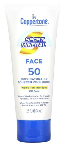 Coppertone Spf#50 Sport Mineral Face Zinc Oxide 2.5oz (18417)<br><br><span style="color:#FF0101"><b>6 or More=Unit Price $8.30</b></span style><br>Case Pack Info: 12 Units