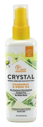 Crystal Deodorant Spray 4oz Chamomile & Green Tea (18863)<br><br><span style="color:#FF0101"><b>12 or More=Unit Price $4.43</b></span style><br>Case Pack Info: 72 Units