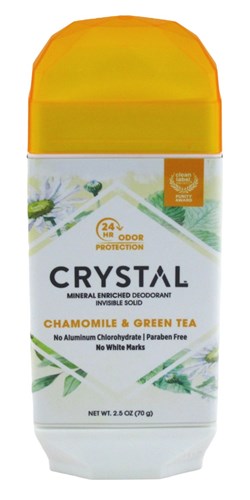 Crystal Deodorant Solid Stick 2.5oz Chamomile & Green Tea (18873)<br><br><span style="color:#FF0101"><b>12 or More=Unit Price $5.15</b></span style><br>Case Pack Info: 48 Units