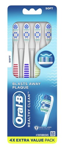 Oral-B Toothbrush Healthy Clean Soft 4 Pack (18918)<br><br><br>Case Pack Info: 24 Units