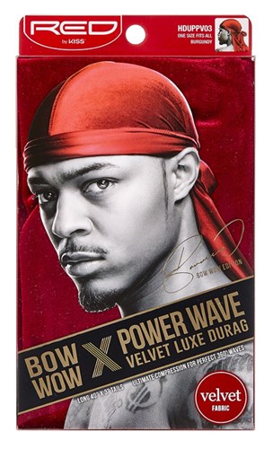 Kiss Red Durag Bow Wow Power Wave Velvet Burgundy (3 Pieces) (19507)<br><br><br>Case Pack Info: 24 Units