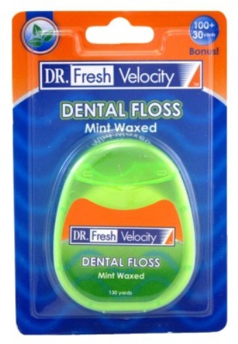 Dr. Fresh 130 Yds Floss (12 Pieces) Waxed Mint (20326)<br><br><br>Case Pack Info: 6 Units