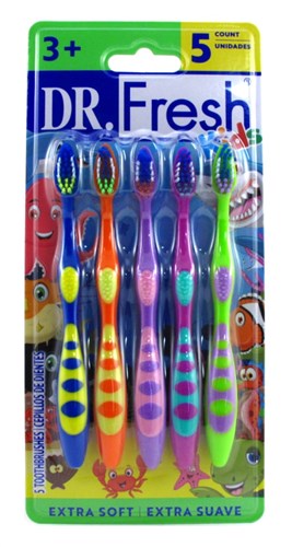 Dr. Fresh Kids Toothbrush Extra Soft 5 Count (6 Pieces) (22158)<br><br><br>Case Pack Info: 4 Units