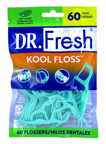 Dr. Fresh Kool Floss Picks 60 Count Mint Waxed (6 Pieces) (22159)<br><br><br>Case Pack Info: 8 Units